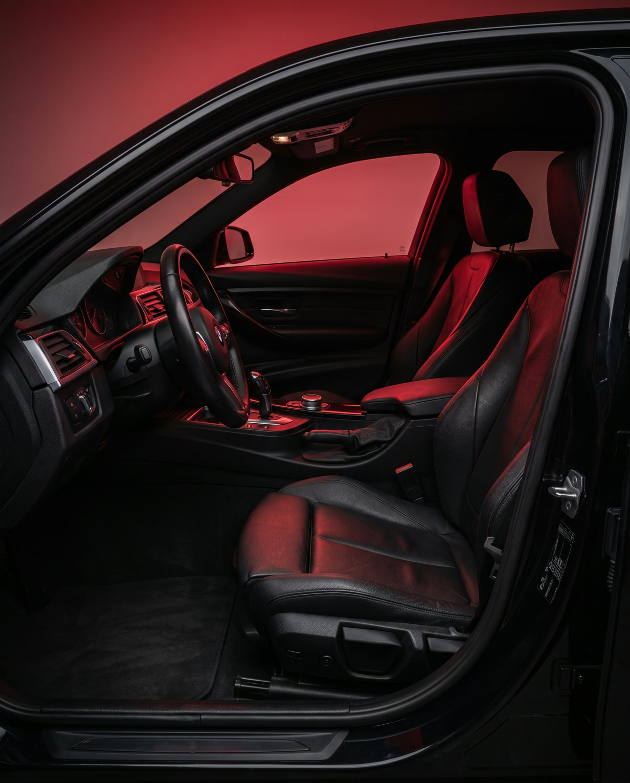 Spotless black leather interior after a detail
